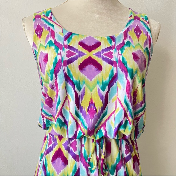 Shelby & Palmer Boho Multicolored Maxi High Low Blouson Sleeveless Dress - Picture 2 of 7